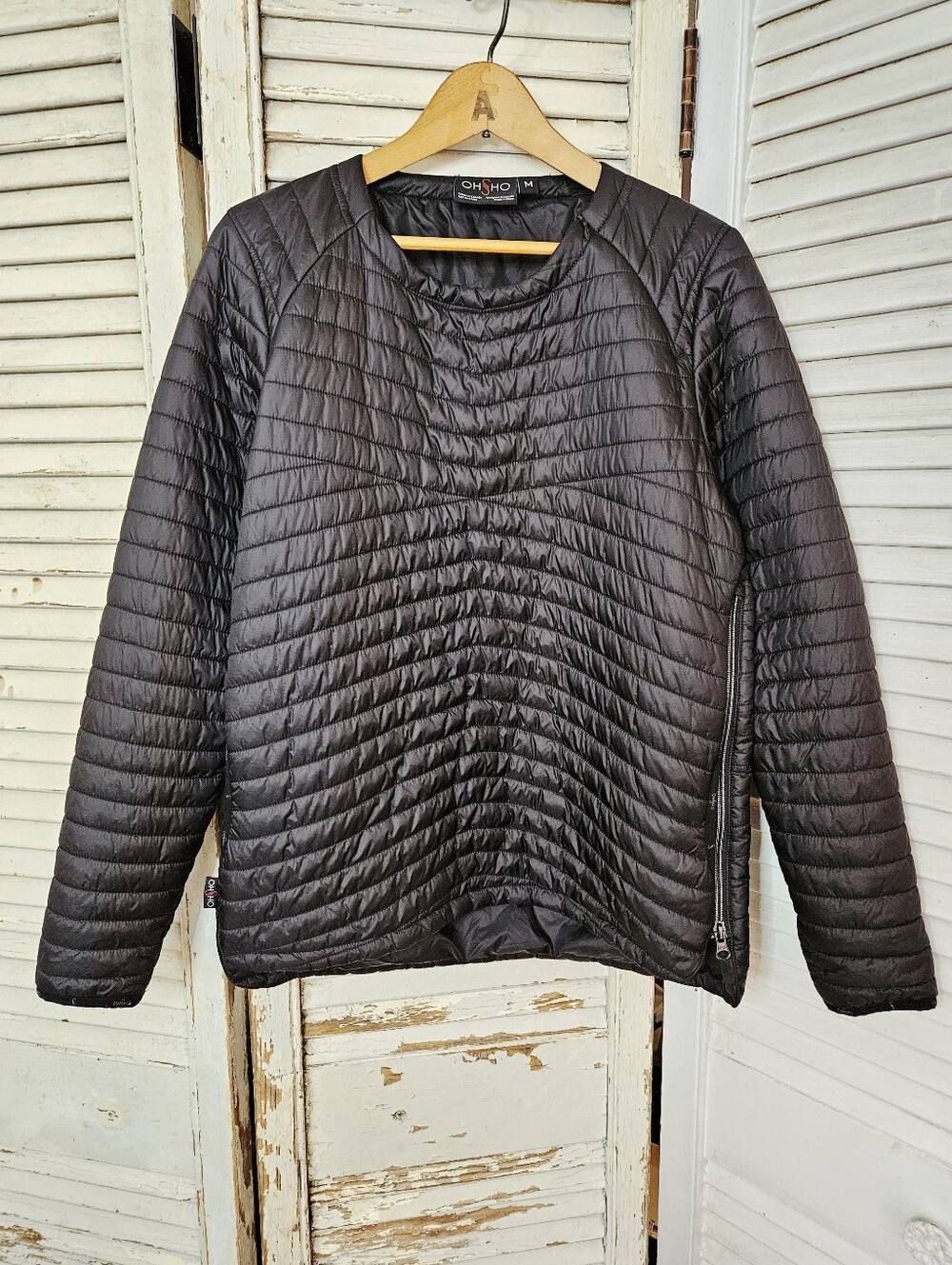 OHSHO Lightweight Pullover Quilted Puffer Jacket Black Outdoor Hiking Medium